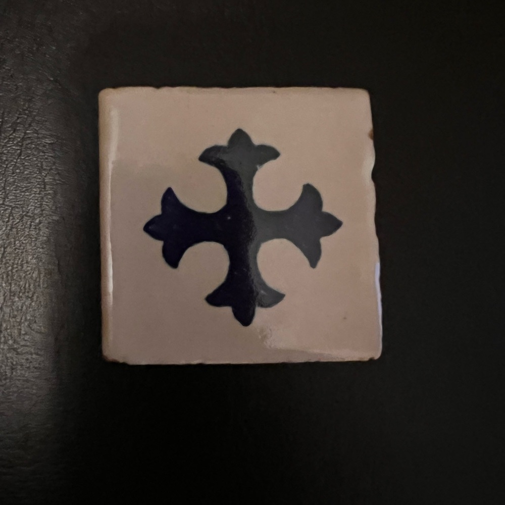 15 Decorative Tiles 2” by 2” with Blue Cross Design